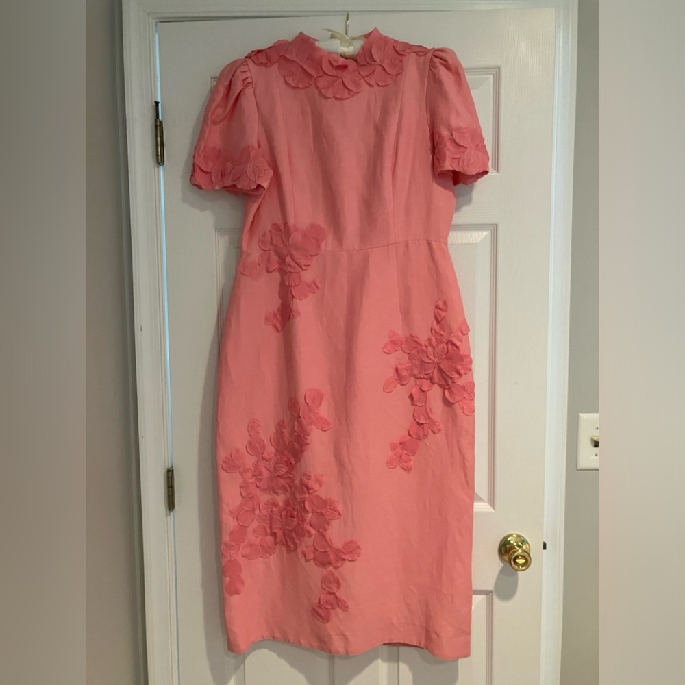 Antonio Melani Willow Floral Applique Mock Neck Short Sleeve Midi Dress